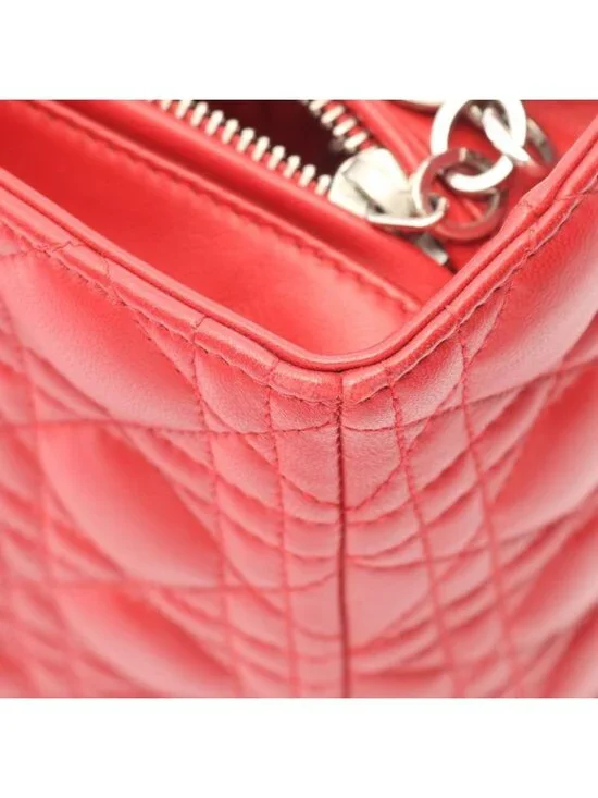 Dior Handbag Lady Large Cannage Red Leather 2-Way - Picture 5 of 9